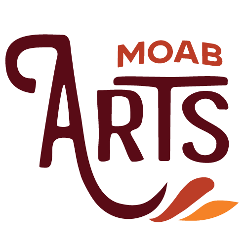 Logo with stylized text 'ARTS' and 'MOAB' above, featuring a leaf design, on a black background.